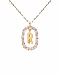 Diamonds And Gold Letter R Necklace -Fashion Accessories 5 CO05 023 U scaled