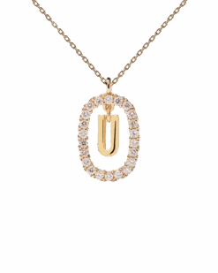 Diamonds And Gold Letter U Necklace -Fashion Accessories 5 CO05 026 U scaled