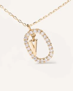 Diamonds And Gold Letter V Necklace 13 Diamonds And Gold Letter V Necklace -Fashion Accessories 5 CO05 027 U alt2 scaled