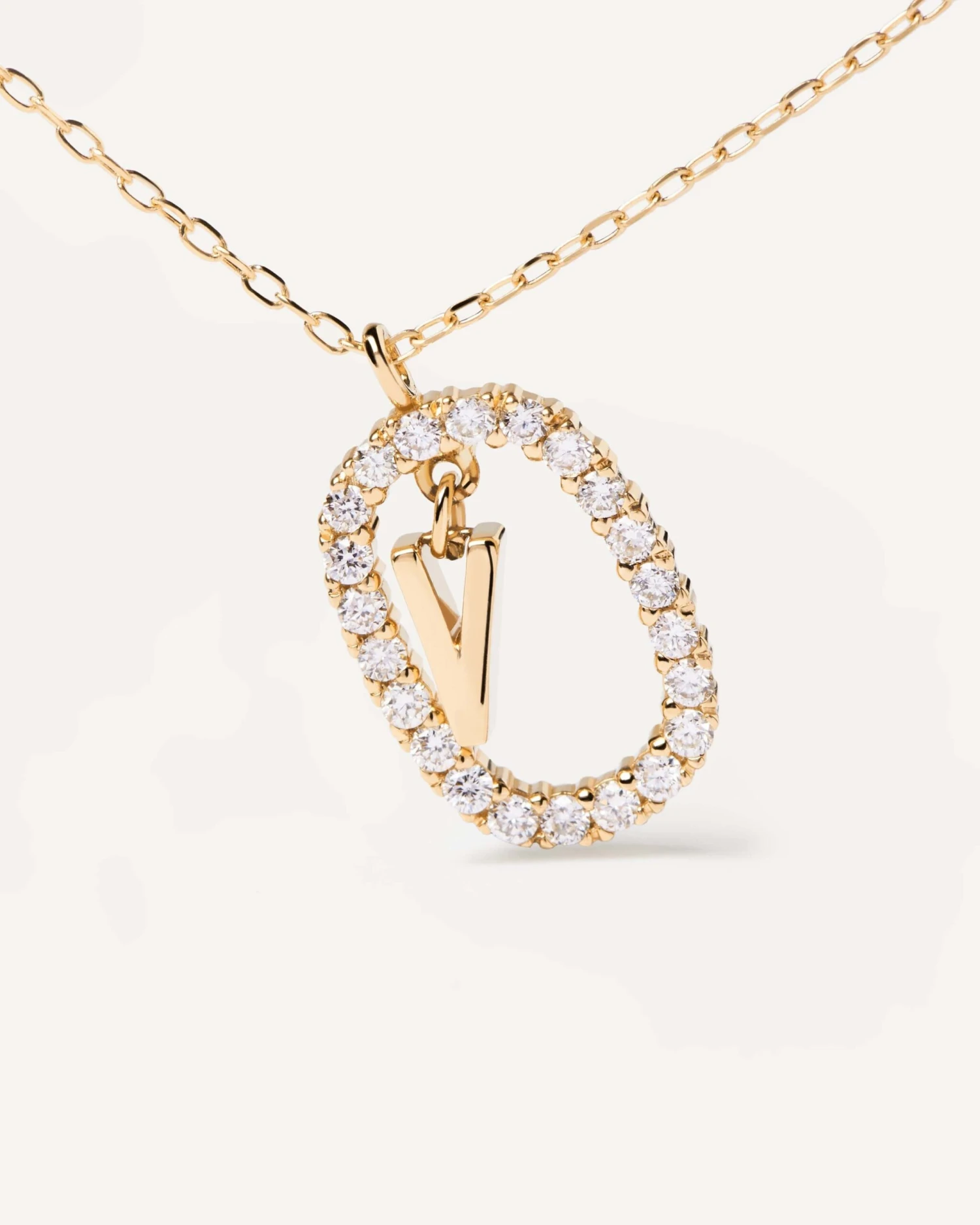 Diamonds And Gold Letter V Necklace 5 Diamonds And Gold Letter V Necklace - Image 5