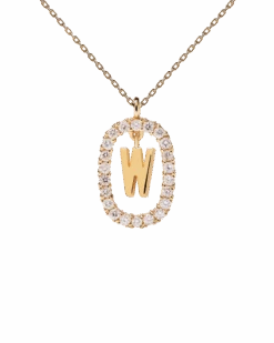 Diamonds And Gold Letter W Necklace -Fashion Accessories 5 CO05 028 U scaled