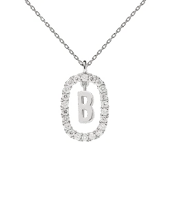 Diamonds And White Gold Letter B Necklace -Fashion Accessories 5 CO06 007 U scaled