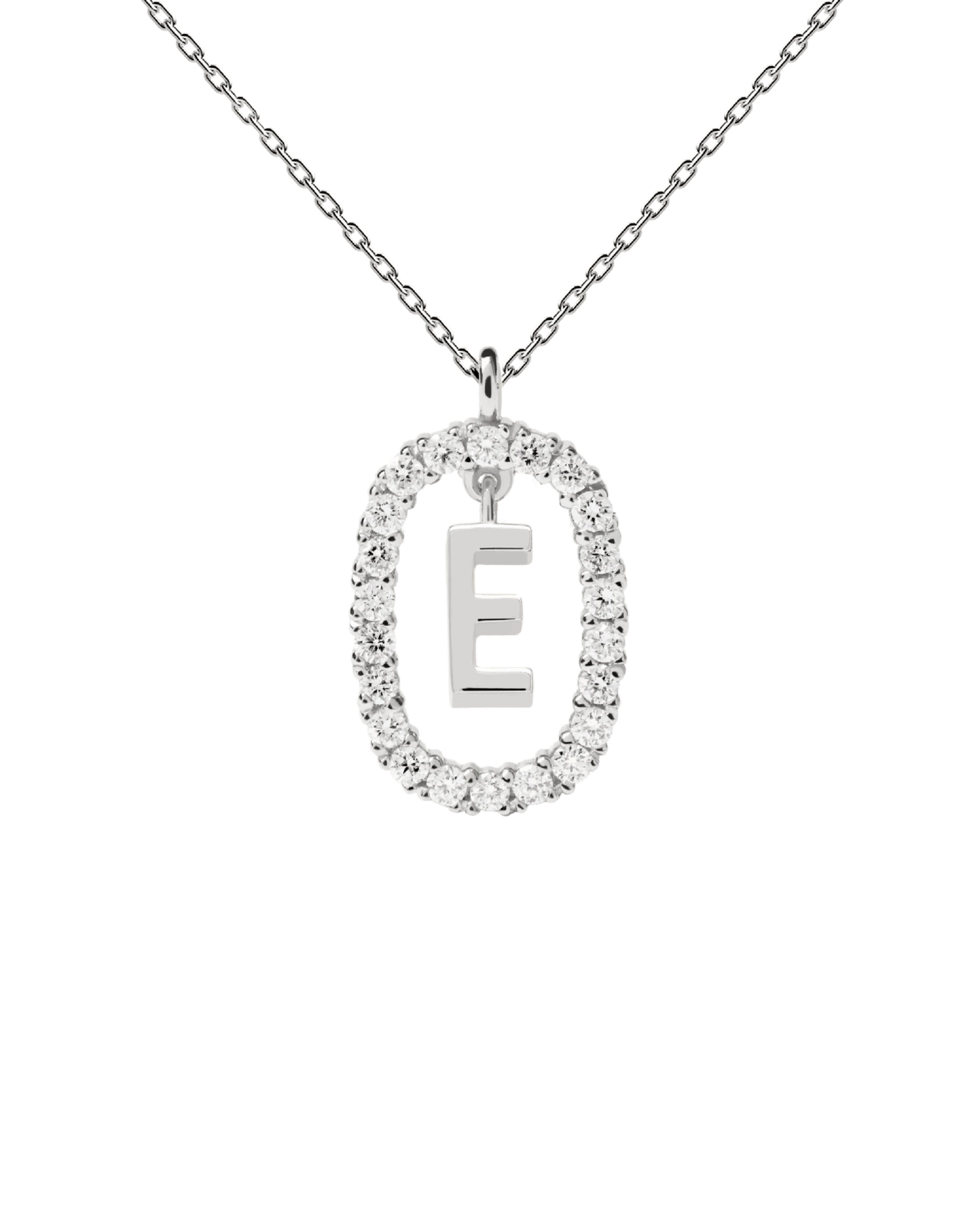 Diamonds And White Gold Letter E Necklace 5 Diamonds And White Gold Letter E Necklace - Image 5
