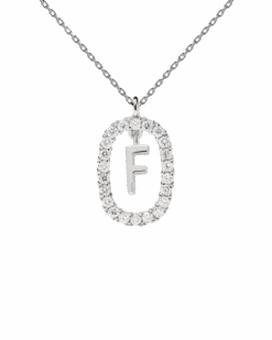 Diamonds And White Gold Letter F Necklace -Fashion Accessories 5 CO06 011 U scaled
