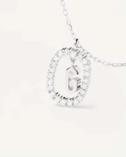 Diamonds And White Gold Letter G Necklace -Fashion Accessories 5 CO06 012 U alt2 scaled