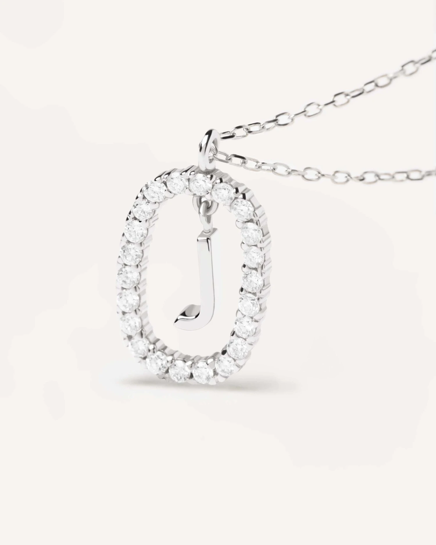 Diamonds And White Gold Letter J Necklace 5 Diamonds And White Gold Letter J Necklace - Image 5