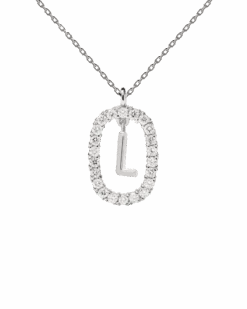Diamonds And White Gold Letter L Necklace -Fashion Accessories 5 CO06 017 U scaled