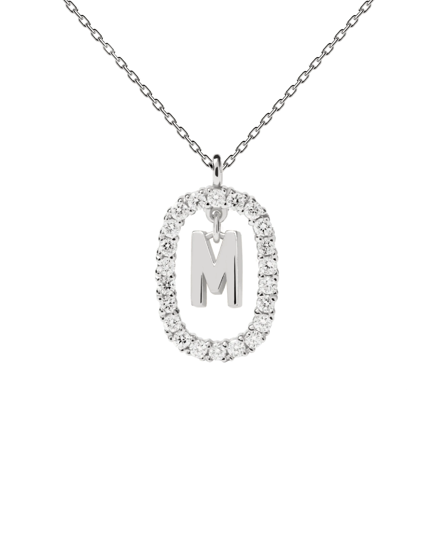 Diamonds And White Gold Letter M Necklace 5 Diamonds And White Gold Letter M Necklace - Image 5