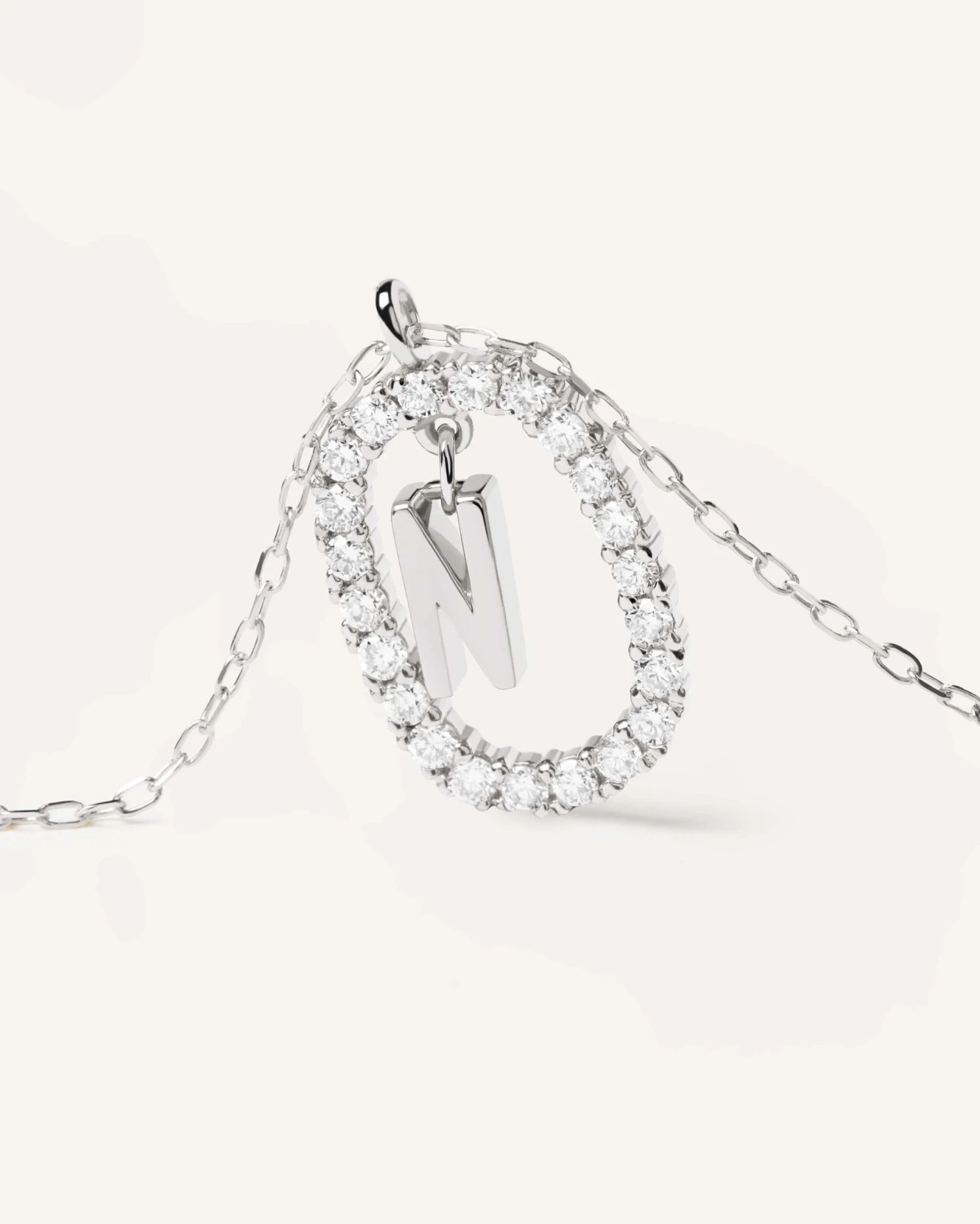 Diamonds And White Gold Letter N Necklace 5 Diamonds And White Gold Letter N Necklace - Image 5