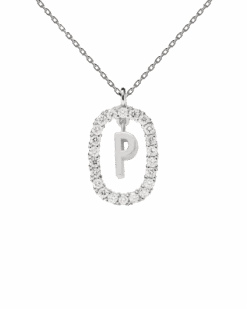 Diamonds And White Gold Letter P Necklace -Fashion Accessories 5 CO06 021 U scaled