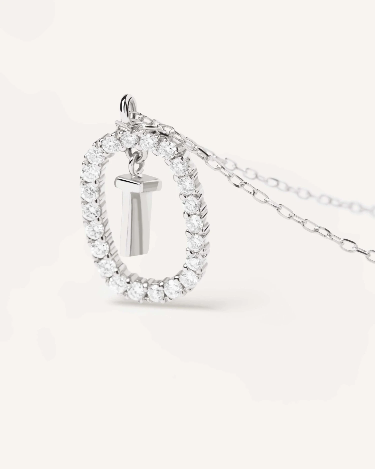 Diamonds And White Gold Letter T Necklace 5 Diamonds And White Gold Letter T Necklace - Image 5