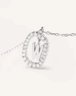 Diamonds And White Gold Letter W Necklace -Fashion Accessories 5 CO06 028 U alt2 scaled
