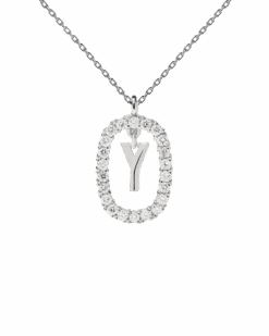 Diamonds And White Gold Letter Y Necklace -Fashion Accessories 5 CO06 030 U scaled