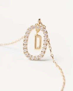 Diamonds And Gold Letter D Necklace -Fashion Accessories 6 CO05 009 U alt2 scaled