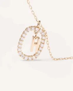 Diamonds And Gold Letter H Necklace -Fashion Accessories 6 CO05 013 U alt2 scaled