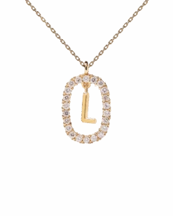 Diamonds And Gold Letter L Necklace -Fashion Accessories 6 CO05 017 U scaled