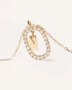 Diamonds And Gold Letter N Necklace -Fashion Accessories 6 CO05 019 U alt2 scaled