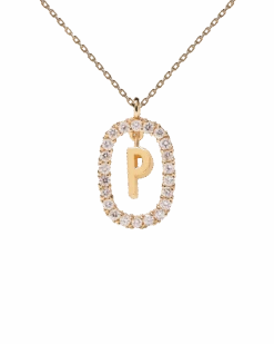 Diamonds And Gold Letter P Necklace -Fashion Accessories 6 CO05 021 U scaled
