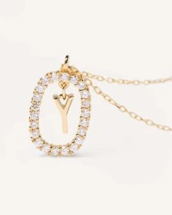 Diamonds And Gold Letter Y Necklace -Fashion Accessories 6 CO05 030 U alt2 scaled