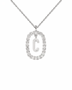 Diamonds And White Gold Letter C Necklace -Fashion Accessories 6 CO06 008 U scaled