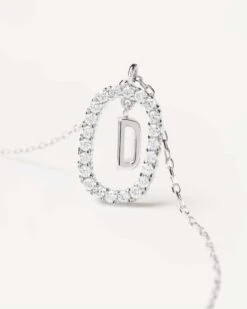 Diamonds And White Gold Letter D Necklace -Fashion Accessories 6 CO06 009 U alt2 scaled
