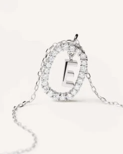 Diamonds And White Gold Letter E Necklace 15 Diamonds And White Gold Letter E Necklace -Fashion Accessories 6 CO06 010 U alt2 scaled