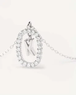 Diamonds And White Gold Letter K Necklace -Fashion Accessories 6 CO06 016 U alt2 scaled