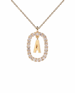 Diamonds And Gold Letter A Necklace -Fashion Accessories 7 CO05 006 U scaled