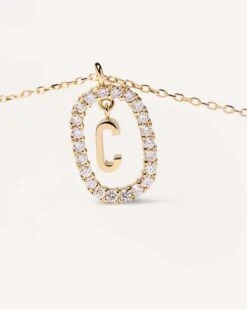 Diamonds And Gold Letter C Necklace -Fashion Accessories 7 CO05 008 U alt2 scaled