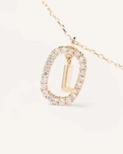 Diamonds And Gold Letter L Necklace -Fashion Accessories 7 CO05 017 U alt2 scaled