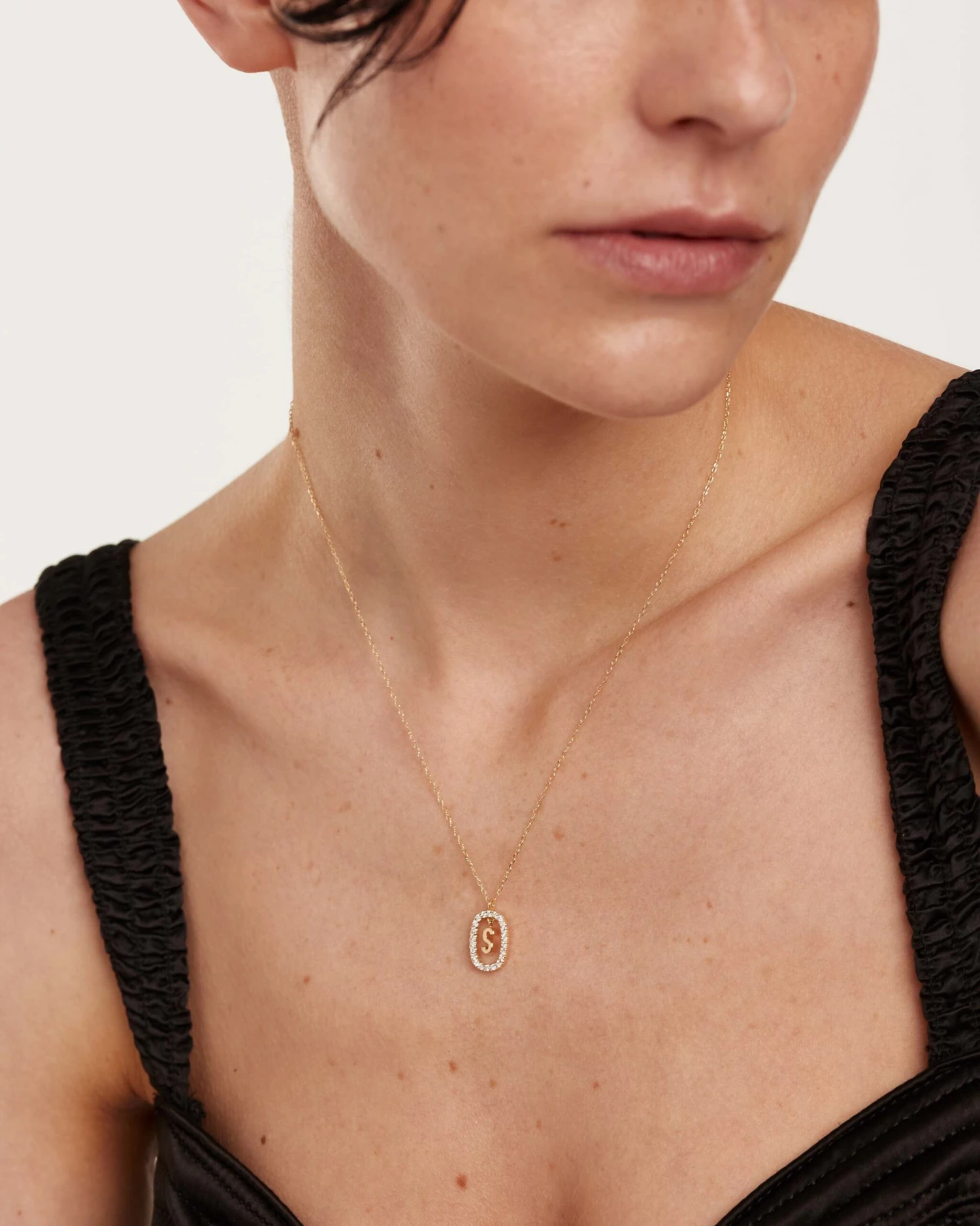 Diamonds And Gold Letter S Necklace 7 Diamonds And Gold Letter S Necklace - Image 7