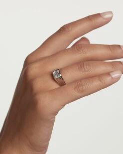 Square Shimmer Stamp Silver Ring -Fashion Accessories 8 AN02 984 U beauty1 scaled