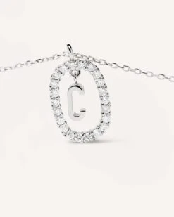Diamonds And White Gold Letter C Necklace -Fashion Accessories 8 CO06 008 U alt2 scaled