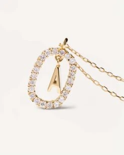 Diamonds And Gold Letter A Necklace -Fashion Accessories 9 CO05 006 U alt2 scaled