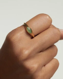Green Aventurine Nomad Stamp Ring -Fashion Accessories AN01 A47 beauty3