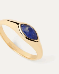 Lapis Lazuli Nomad Stamp Ring -Fashion Accessories AN01 A49 alt3