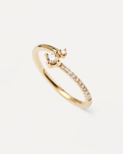 Diamonds And Gold Swing Ring -Fashion Accessories AN05 010 alt1