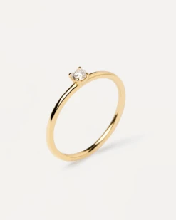 Diamonds And Gold Solitaire Mini Ring 11 Diamonds And Gold Solitaire Mini Ring -Fashion Accessories AN05 011 alt1
