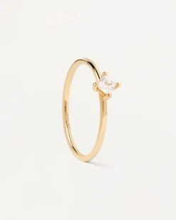 Square Diamond And Gold Solitaire Ring