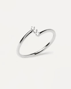 Diamonds And White Gold Balance Ring 15 Diamonds And White Gold Balance Ring -Fashion Accessories AN06 008 alt2