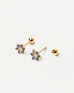 Indigo Peony Earrings -Fashion Accessories AR01 348 U 2