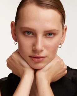 White Medium Hoops Silver -Fashion Accessories AR02 136 U 1 scaled