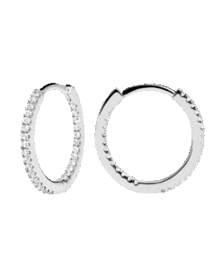 White Medium Hoops Silver -Fashion Accessories AR02 136 U 2 scaled