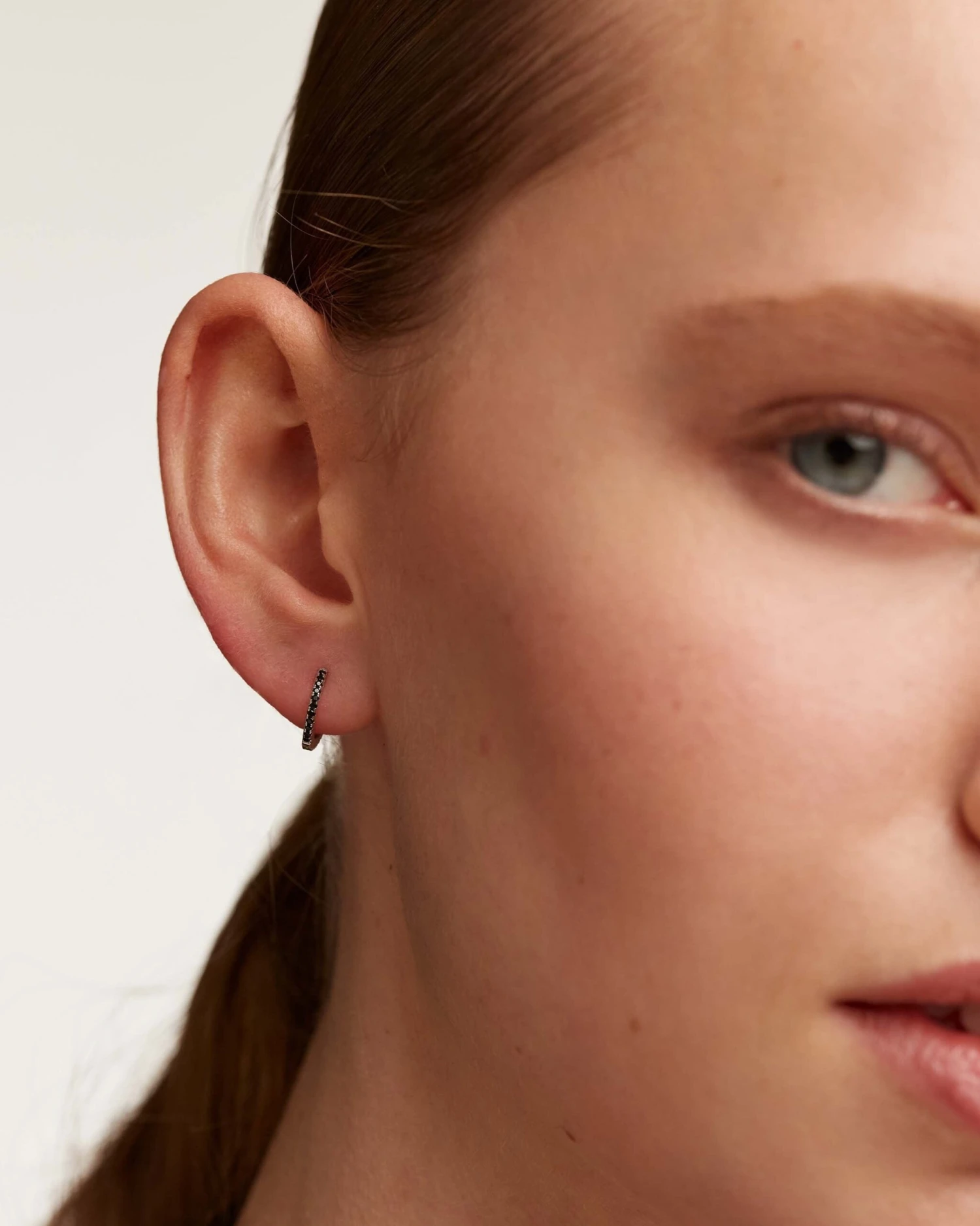 Black Mini Hoops Silver 2 Black Mini Hoops Silver - Image 2