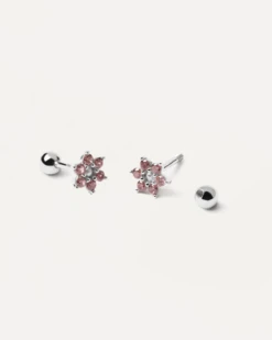 Rose Peony Silver Earrings -Fashion Accessories AR02 284 U 2