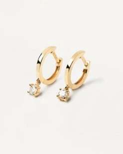 Diamonds And Gold Drop Hoops