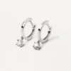 Diamonds And White Gold Drop Hoops
