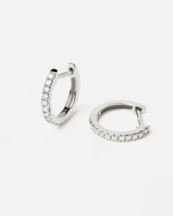 Diamonds And White Gold Eternity Mini Hoops -Fashion Accessories AR06 015 U alt1