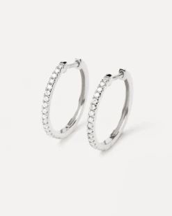 Diamonds And White Gold Eternity Medium Hoops -Fashion Accessories AR06 016 U alt2