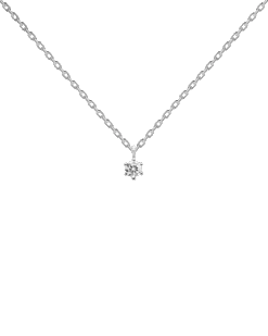 White Solitary Silver Necklace -Fashion Accessories CO02 060 U 1 scaled